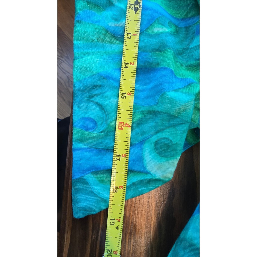 Vintage Bette Inc Honolulu Hawaii Cotton Maxi Dress Teal Green Wave Print 8 - Picture 13 of 13